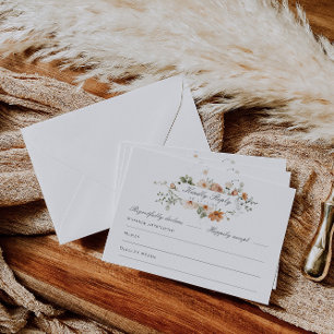 Burnt Orange and Sage Green Floral Garden Wedding RSVP Card