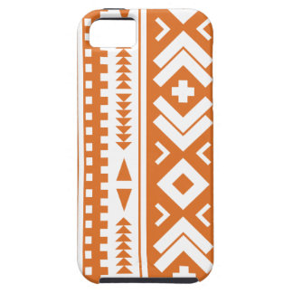 Burnt Orange and White Aztec Tribal Print Tough iPhone 5 Case