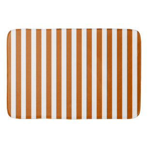 Burnt orange and white candy stripes bath mat