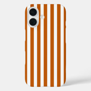 Burnt orange and white candy stripes iPhone 16 case