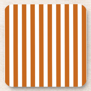 Burnt orange and white candy stripes coaster