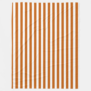 Burnt orange and white candy stripes fleece blanket