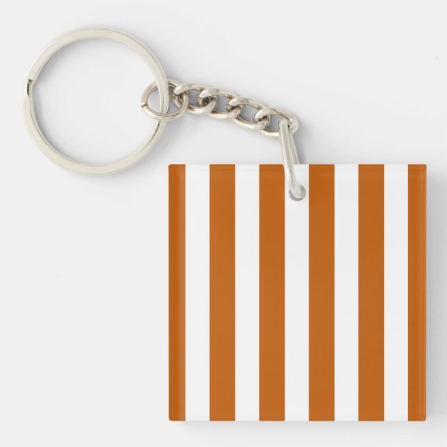 Burnt orange and white candy stripes key ring (Front)