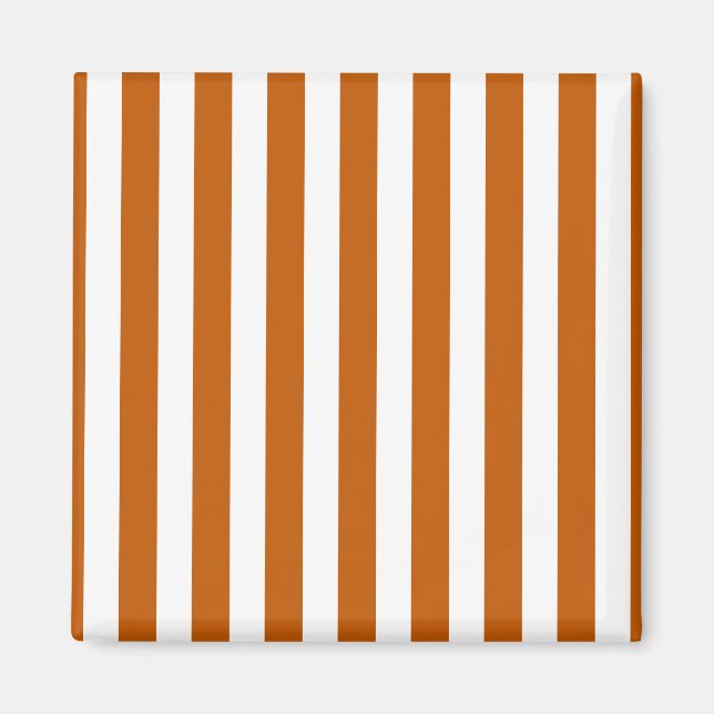 Burnt orange and white candy stripes magnet (Front)