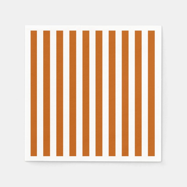 Burnt orange and white candy stripes napkin (Front)