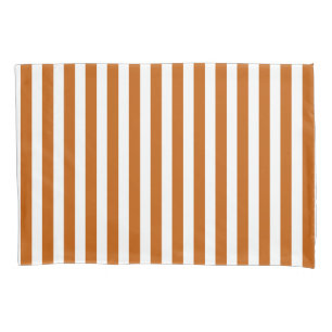Burnt orange and white candy stripes pillowcase