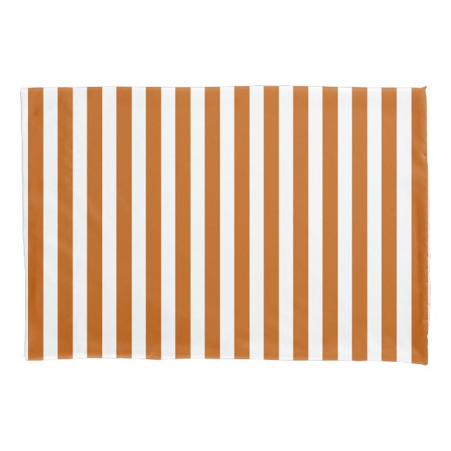 Burnt orange and white candy stripes pillowcase (Front)