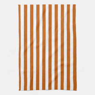 Burnt orange and white candy stripes tea towel