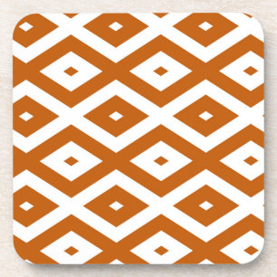 Burnt orange and white diamond pattern coaster