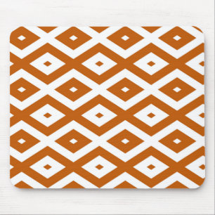 Burnt orange and white diamond pattern mouse mat