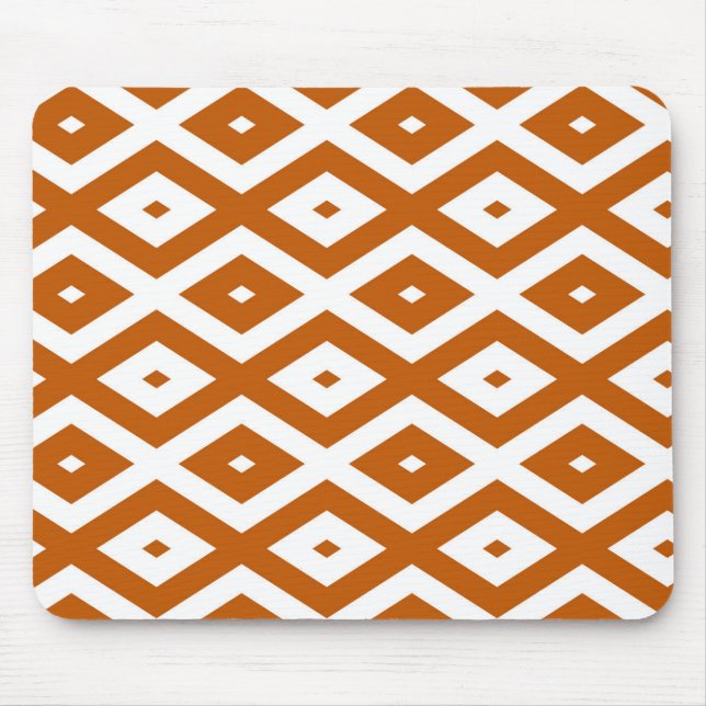 Burnt orange and white diamond pattern mouse mat (Front)