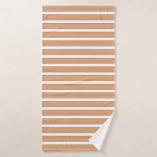 Burnt orange and white five stripe pattern bath towel