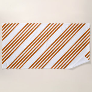 Burnt orange and white five stripe pattern beach towel