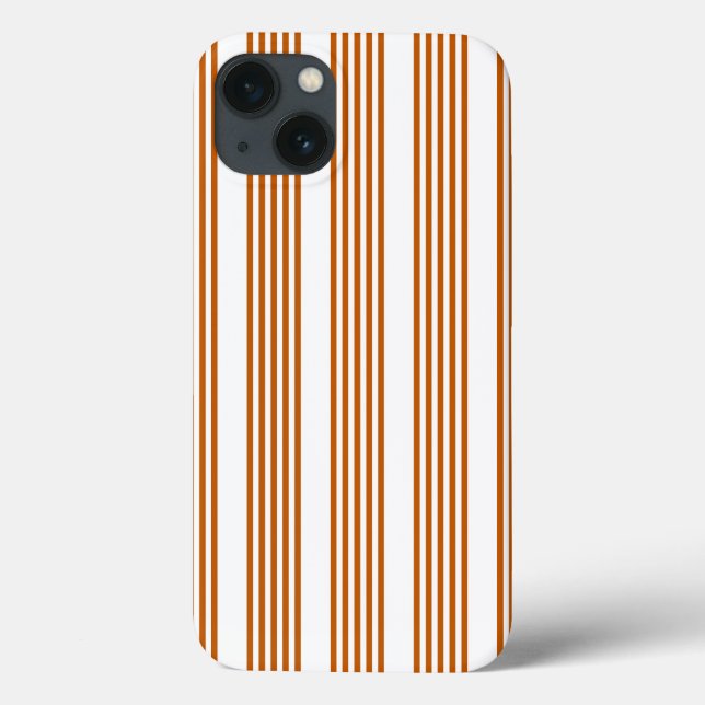 Burnt orange and white five stripe pattern Case-Mate iPhone case (Back)