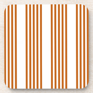 Burnt orange and white five stripe pattern coaster