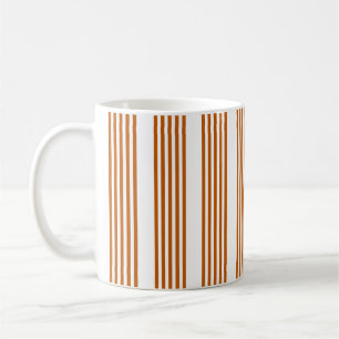 Burnt orange and white five stripe pattern coffee mug