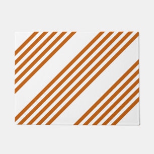 Burnt orange and white five stripe pattern doormat