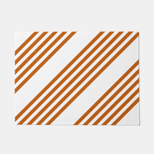 Burnt orange and white five stripe pattern doormat (Front)