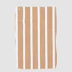 Burnt orange and white five stripe pattern golf towel