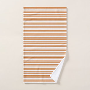 Burnt orange and white five stripe pattern hand towel