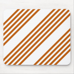 Burnt orange and white five stripe pattern mouse mat