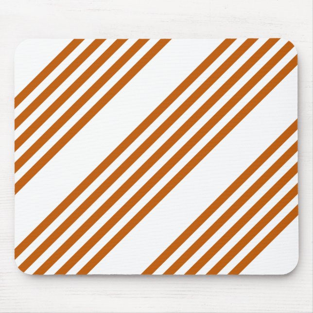 Burnt orange and white five stripe pattern mouse mat (Front)