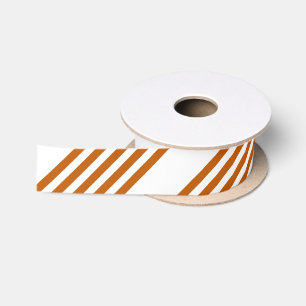 Burnt orange and white five stripe pattern satin ribbon