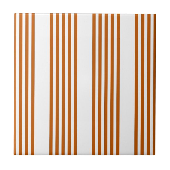 Burnt orange and white five stripe pattern tile (Front)