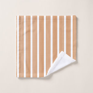 Burnt orange and white five stripe pattern wash cloth