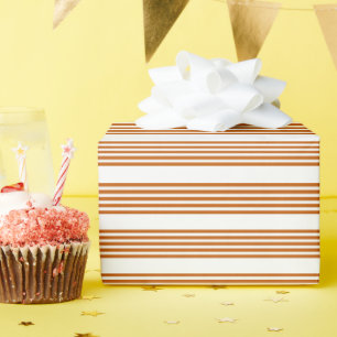 Burnt orange and white five stripe pattern wrapping paper