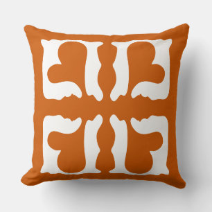 Burnt Orange and White Hearts Cushion