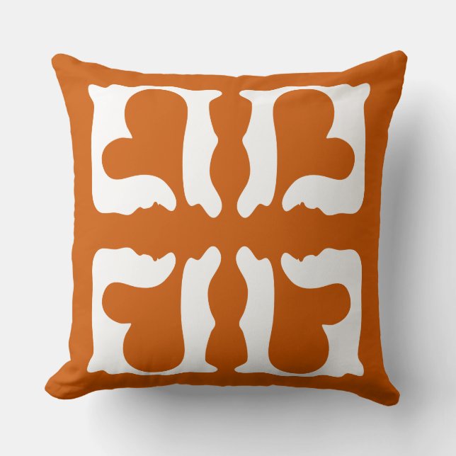 Burnt Orange and White Hearts Cushion (Front)