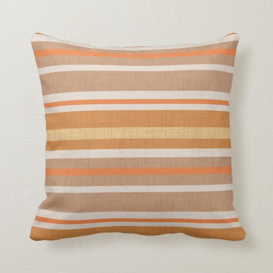 Burnt Orange and White Linen Look Stripe Pillow Zazzle.co.uk