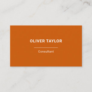 Burnt Orange And White Minimalist Custom Name Text Business Card