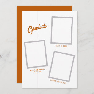 Burnt Orange Angled Four-Photo Grad Announcement