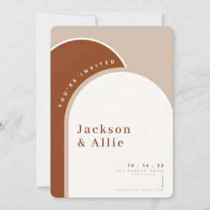 Burnt Orange Arch Boho Minimalist Wedding Invitati Invitation