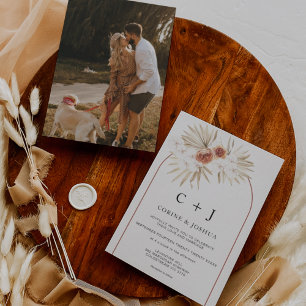 Burnt Orange Arch Dry Floral Arch Wedding Invitation