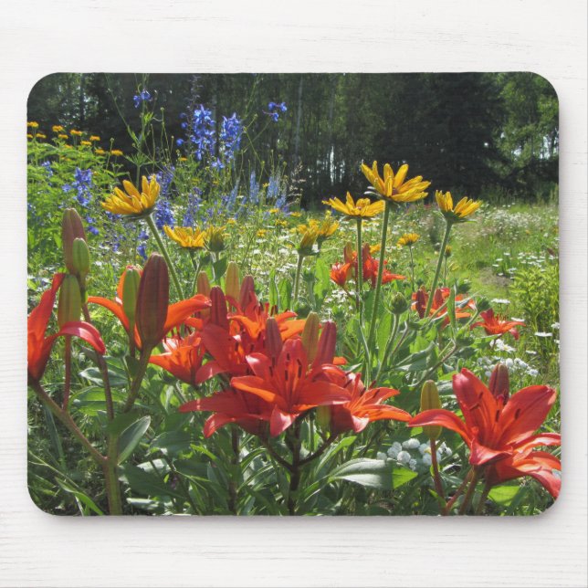 Burnt Orange Asiatic Lilies, Gloriosas  Daisies, Mouse Mat (Front)