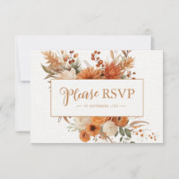 Burnt Orange Autumn Floral Botanical Wedding