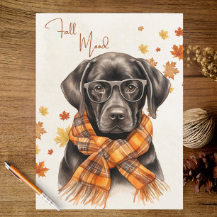 Burnt Orange Autumn Leaves Black Lab Fall Mood Postcard