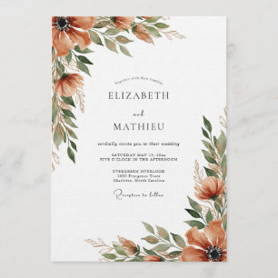 Burnt Orange Autumnal Whimsy Wedding Invitation