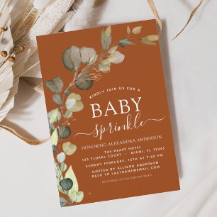 Burnt Orange Baby Sprinkle Shower Invitation