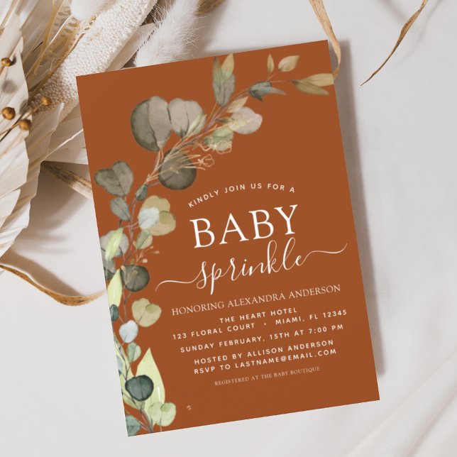 Burnt Orange Baby Sprinkle Shower Invitation (Creator Uploaded)