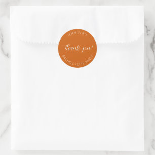 Burnt Orange Bachelorette Party Thank You Classic Round Sticker