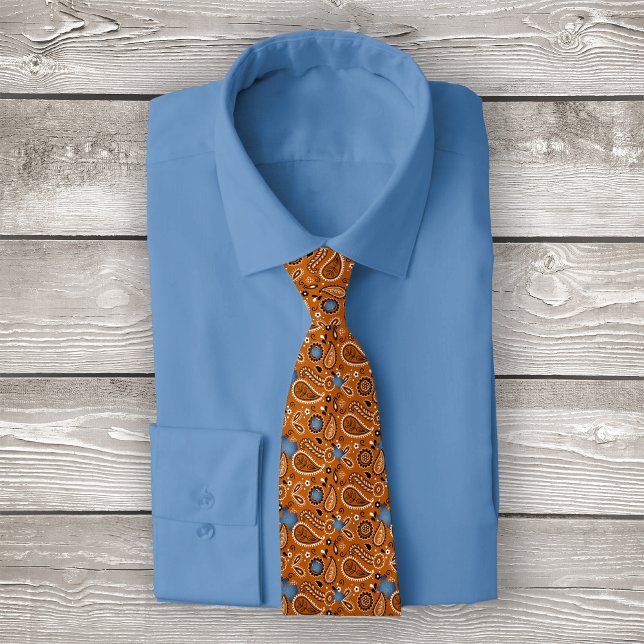 Burnt Orange Bandana and Denim Texas Neck Tie (Creator Uploaded)