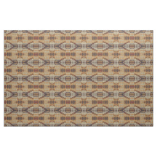 Burnt Orange Beige Taupe Dark Brown Ethnic Look Fabric