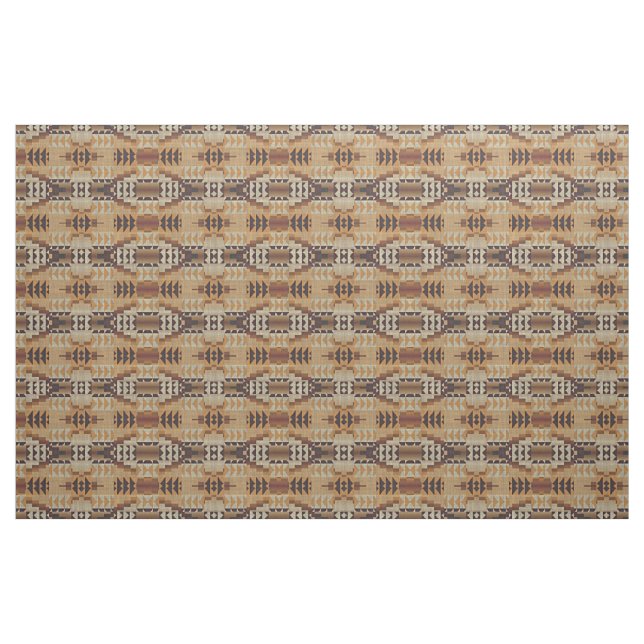 Burnt Orange Beige Taupe Dark Brown Ethnic Look Fabric (Fat Quarter)