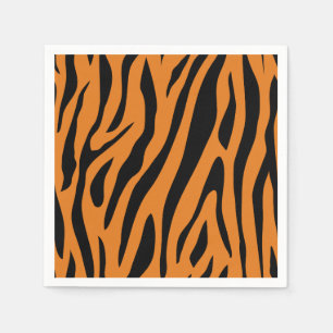 Burnt Orange& Black Tiger Stripes Animal Print  Napkin
