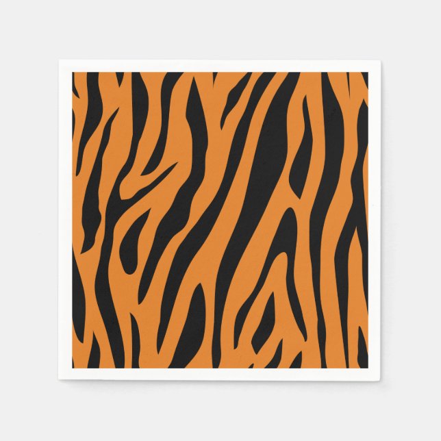Burnt Orange& Black Tiger Stripes Animal Print  Napkin (Front)