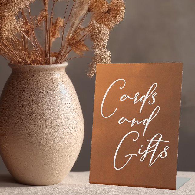 Burnt Orange Boho Autumn Wedding Cards and Gifts Pedestal Sign (Creator Uploaded)